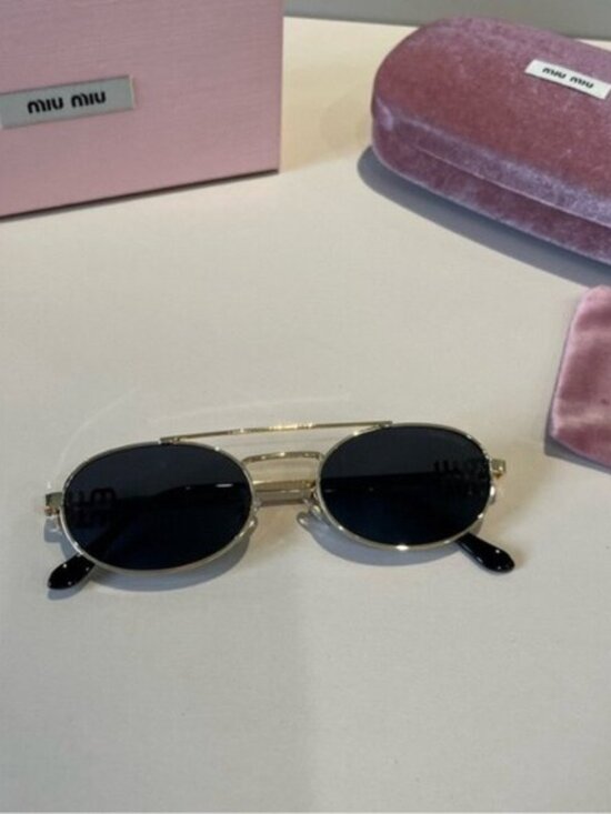 Miu Miu Gold and Black Sunglasses main image 6